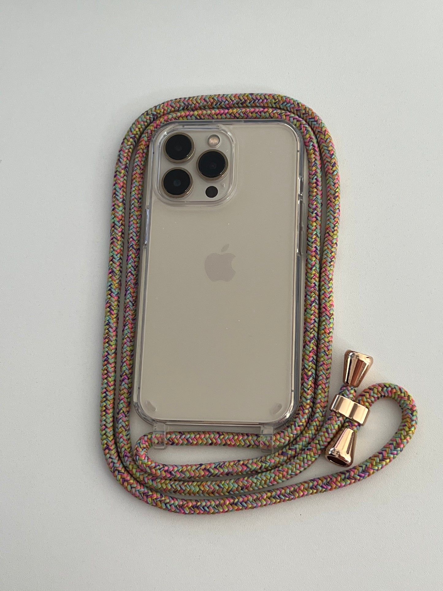 Rainbow Sherbet - Clear iPhone Crossbody Case with Rainbow Rope