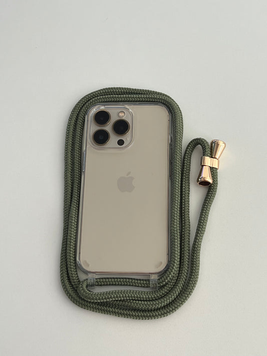 Minty Fresh - Clear iPhone Crossbody Case with Green Rope